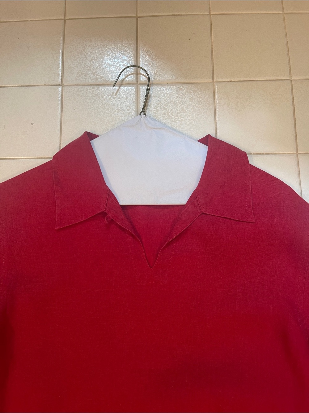 Talbots Red Collared Linen Top - Picture 2 of 3